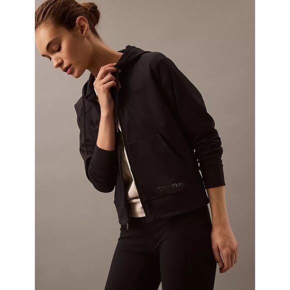 Calvin Klein Black Zip Hoodie S | Quick-Dry Stretch Activewear Jacket NEW/NWT!! - Picture 2 of 12